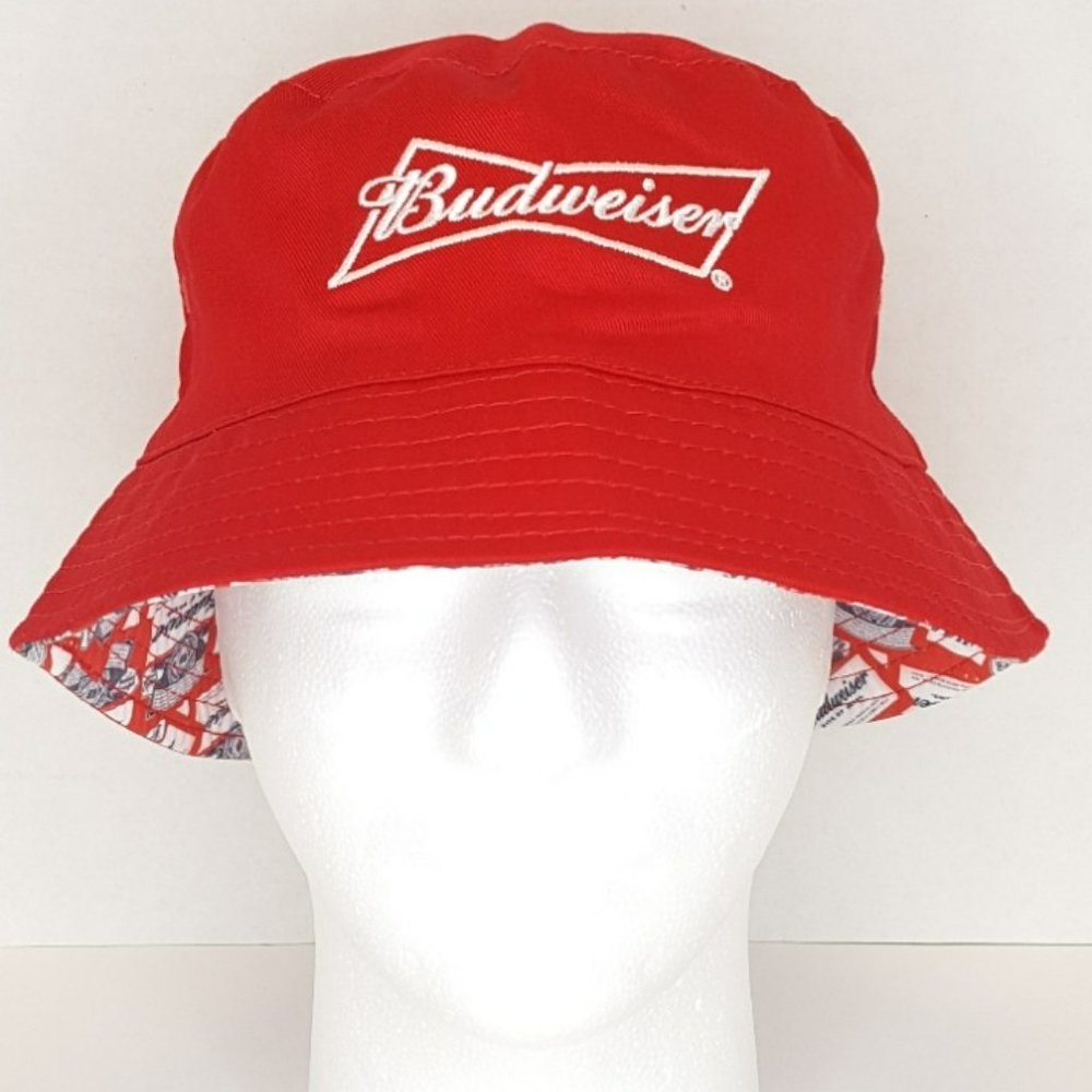 Budweiser Unisex Adult One Size Fits Most Red Bucket Style Hat, New.